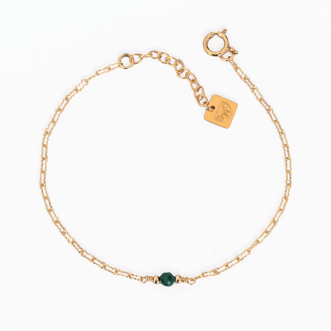 Lulu Gemstone Bracelet - Gold and Malachite
