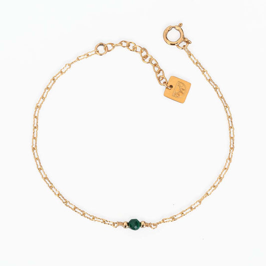 Lulu Gemstone Bracelet - Gold and Malachite