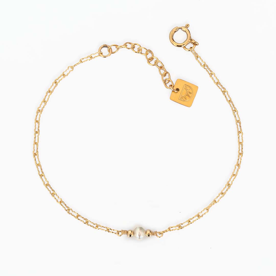 Lulu Gemstone Bracelet - Gold and Pearl