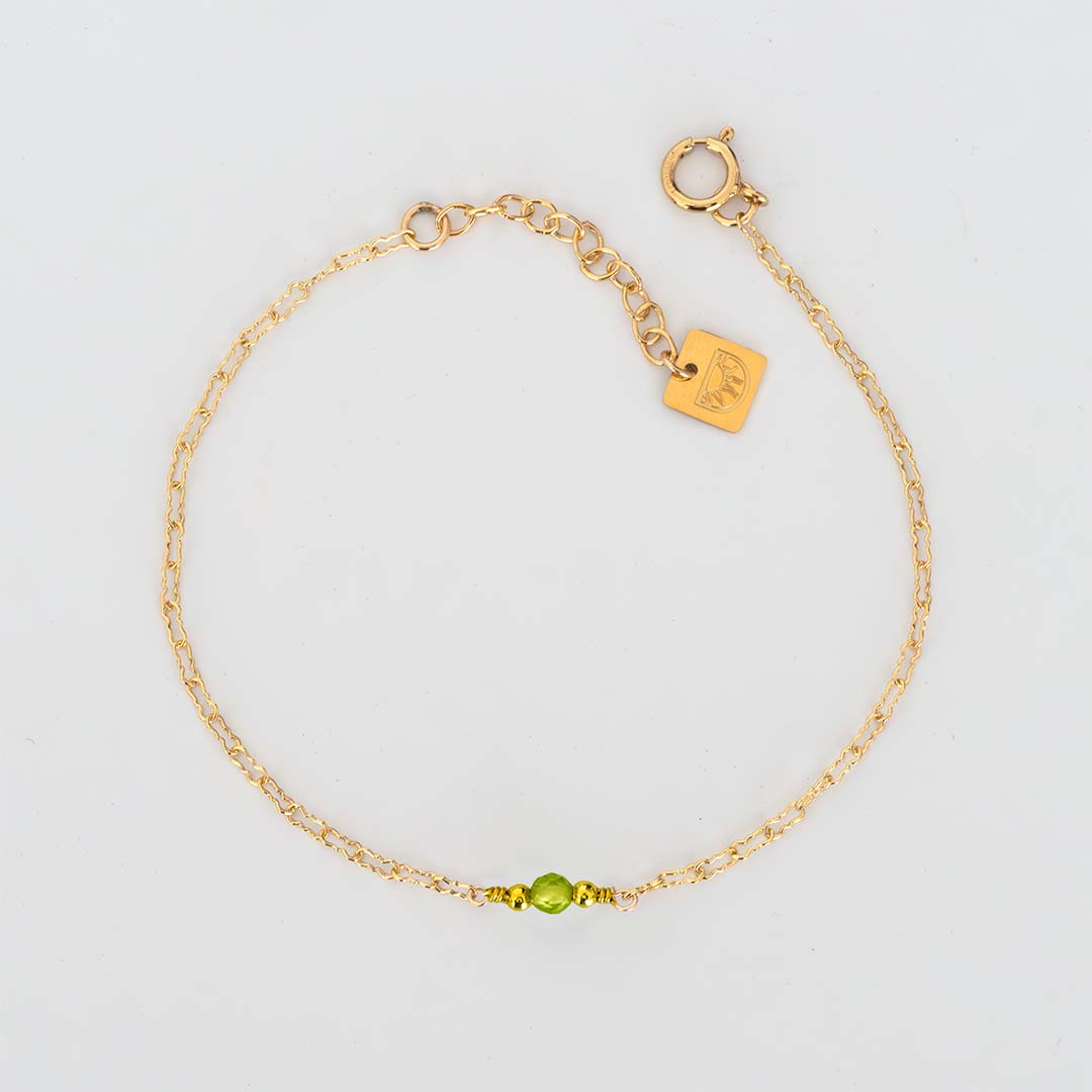 Lulu Gemstone Bracelet - Gold and Peridot