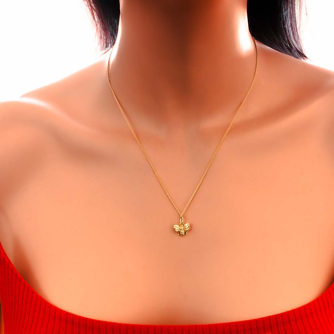 model wearing Little Bee Necklace - Gold