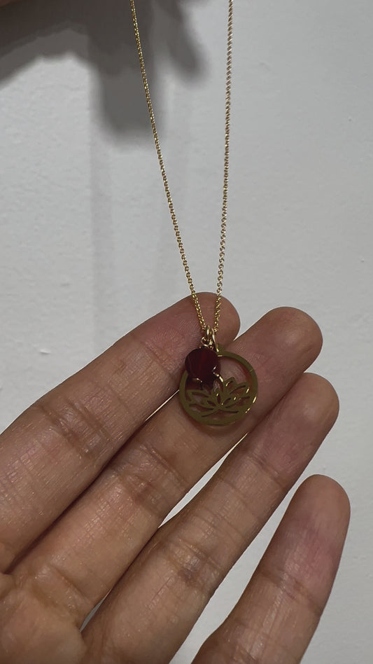 Baby Lotus with Red Agate Gemstone - Gold and Red Agate