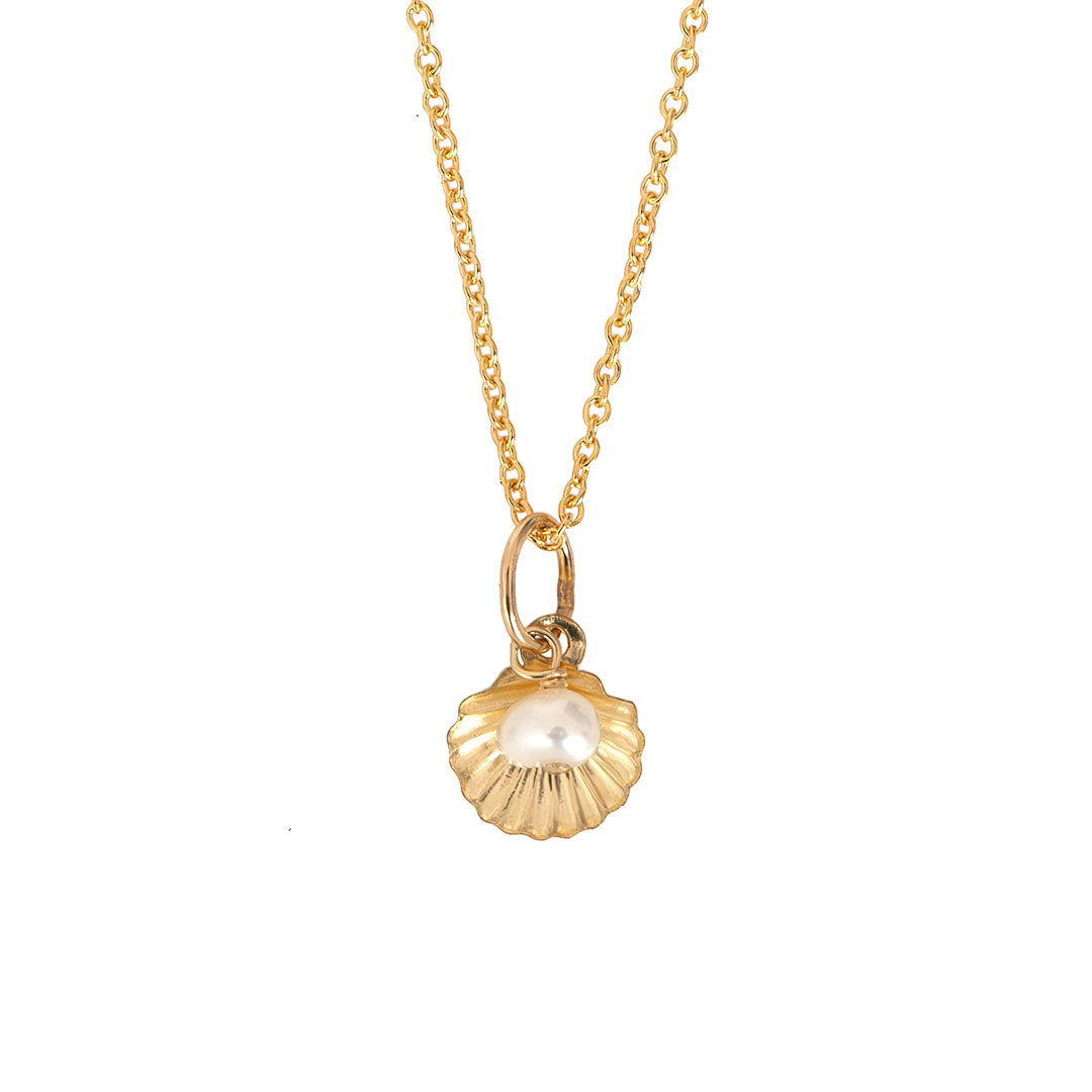 Shell Pod Necklace - Gold and Pearl