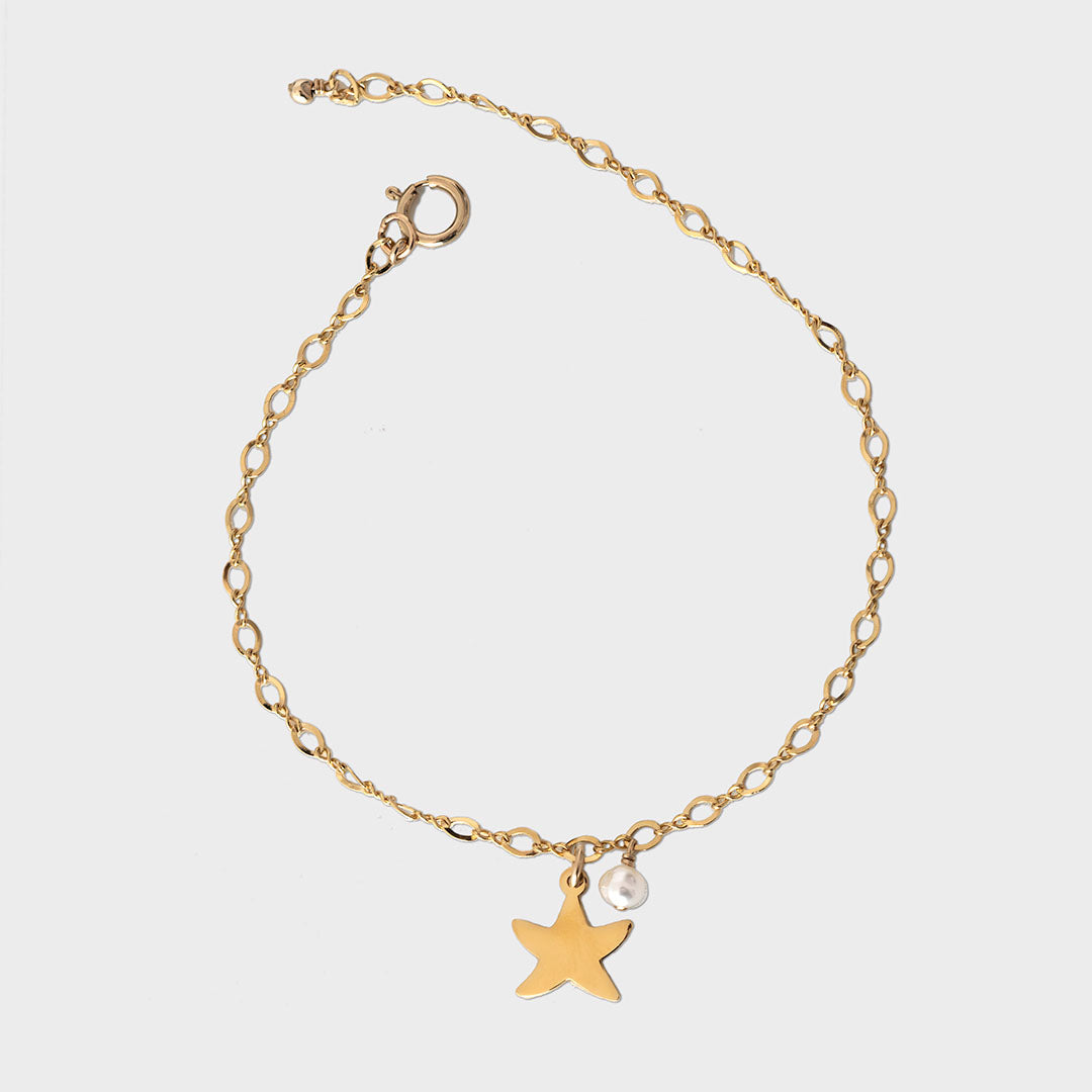 Starfish Bracelet - Gold and Pearl