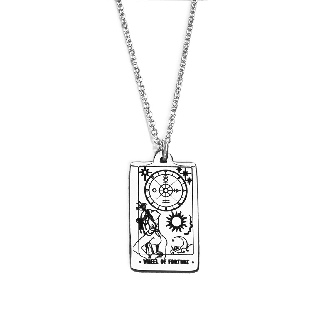 Tarot Wheel Of Fortune Necklace - Silver