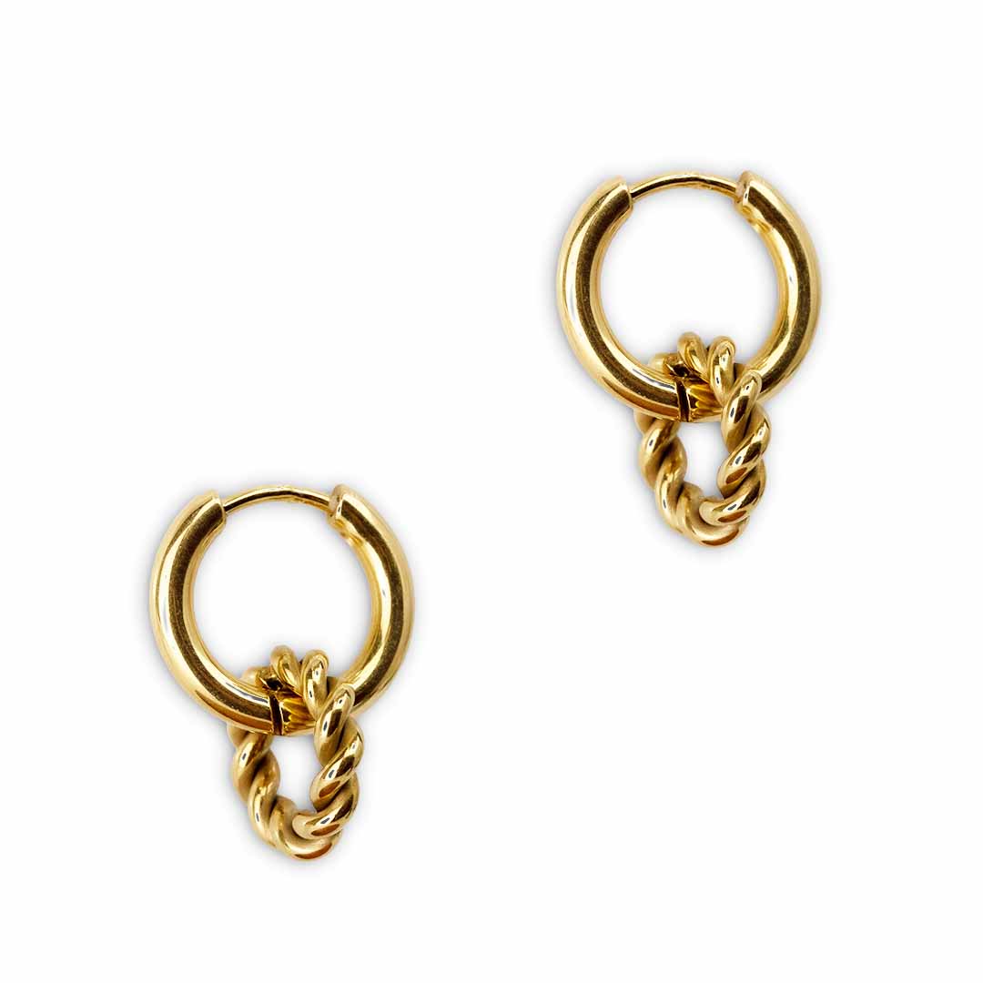 2-in-1 Hoop Drop Earrings - Gold