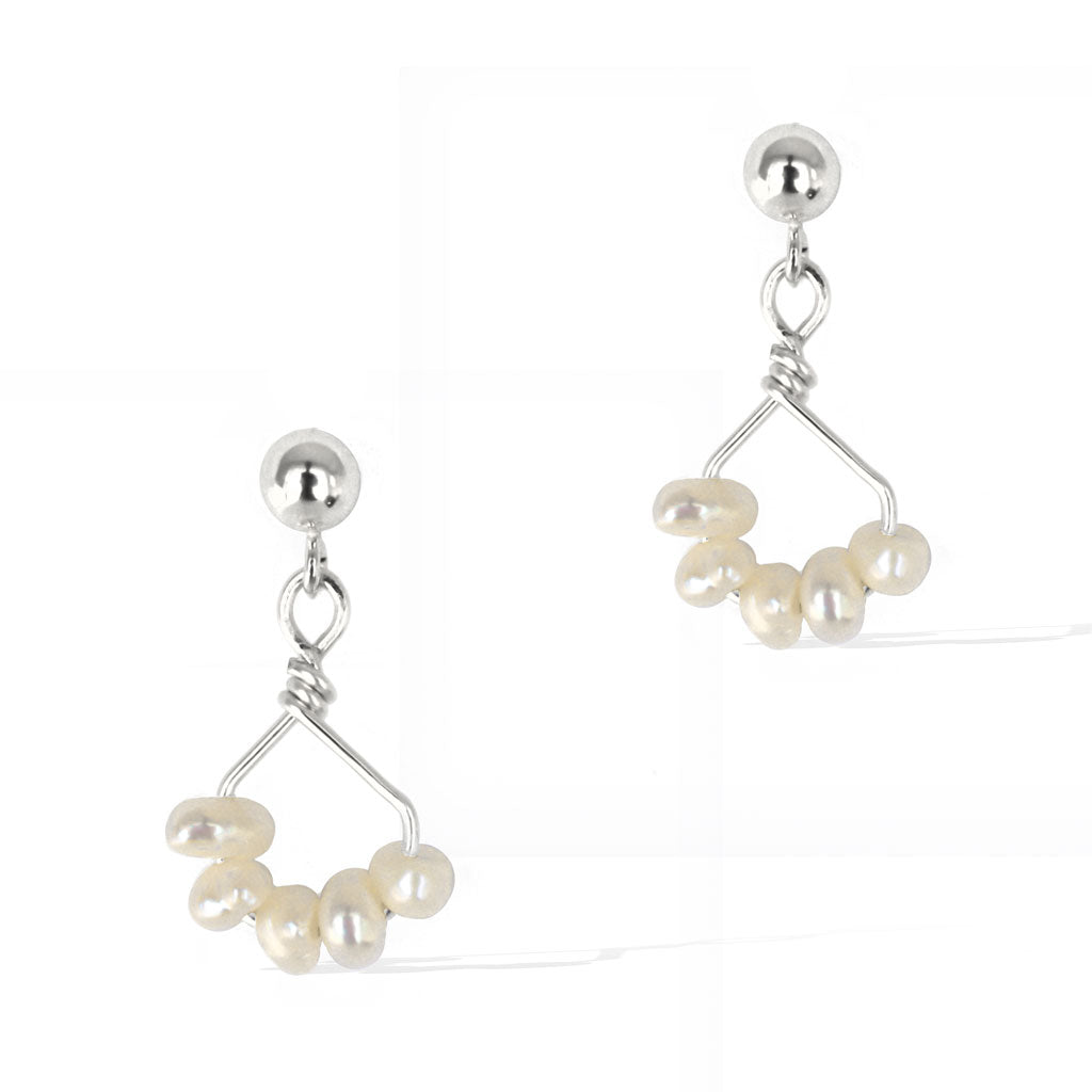 Angel 5 sterling silver earrings with natural pearl gemstones