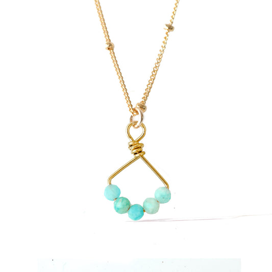 Angel 5 14K gold filled earrings with natural amazonite gemstones