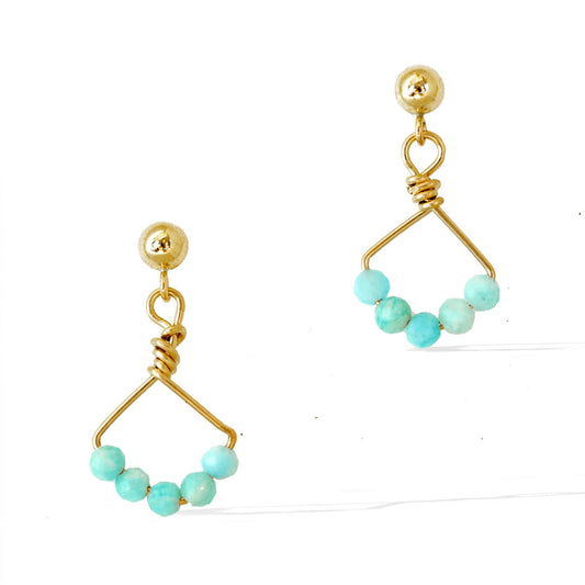 Angel 5 14K gold filled earrings with natural amazonite gemstones