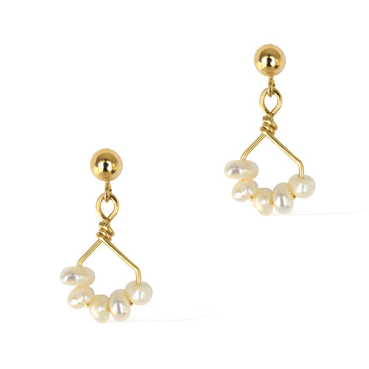 Angel 5 14K gold filled earrings with natural pearl gemstones