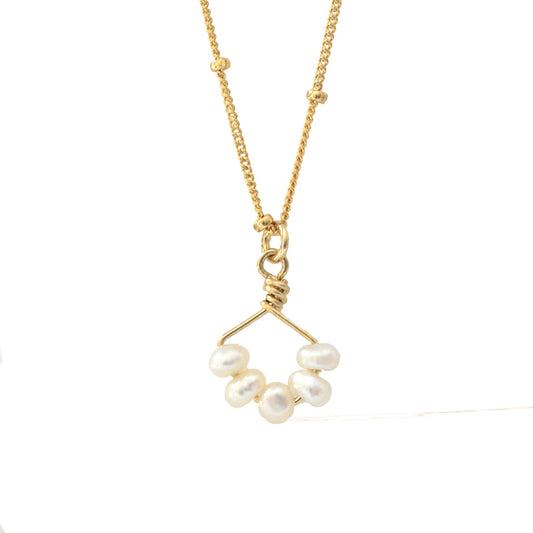 Angel 5 14K gold filled necklace with natural pearl gemstones
