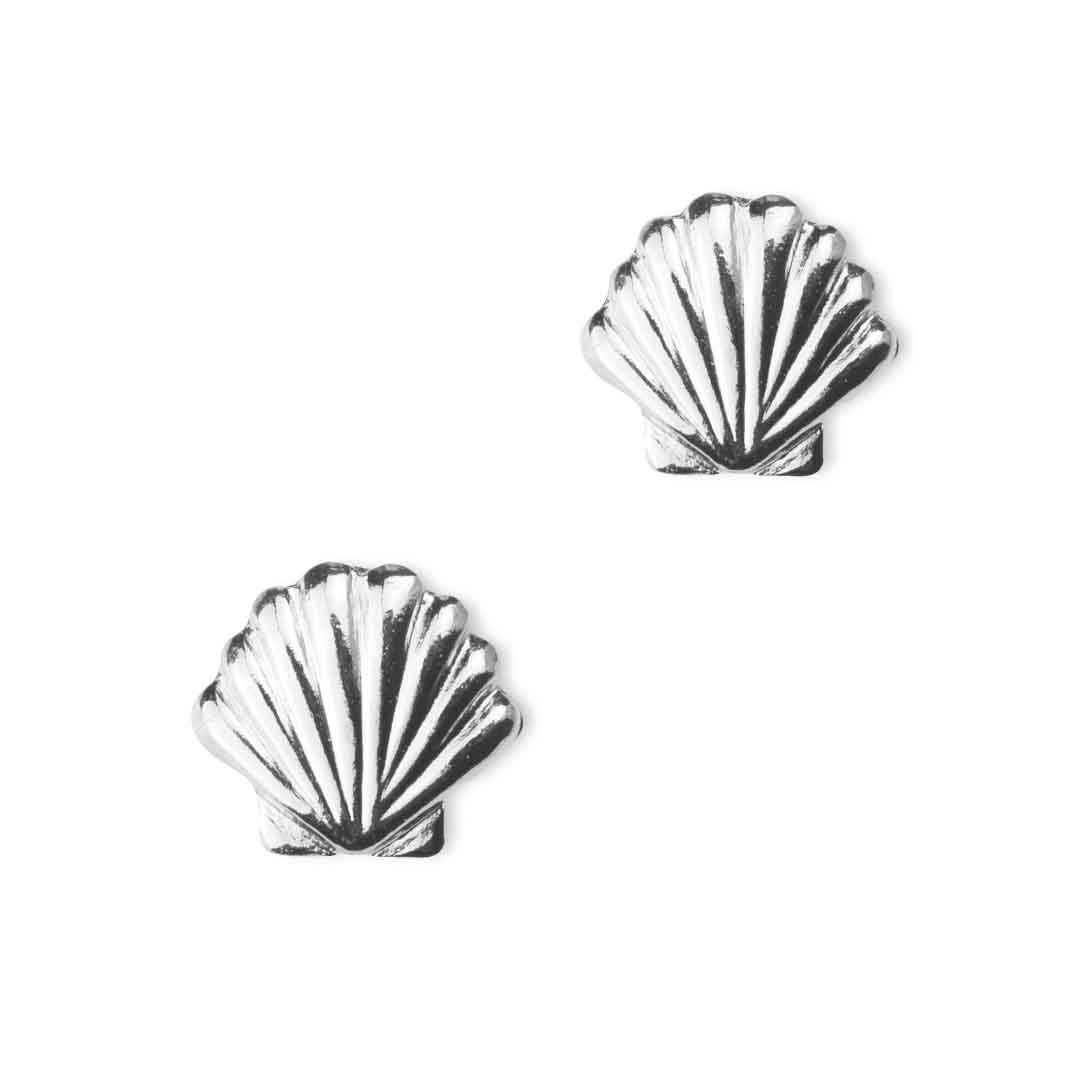 Ariel Shell Stud Earrings - Silver