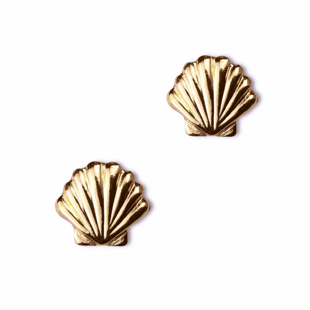 Ariel Shell Stud Earrings - Gold