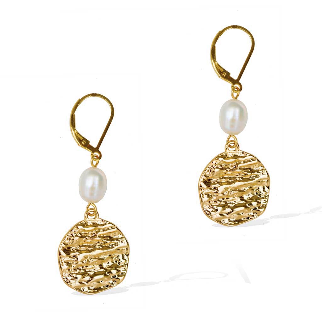 Atlantis Pearl Drop Earrings - Gold and Pearl