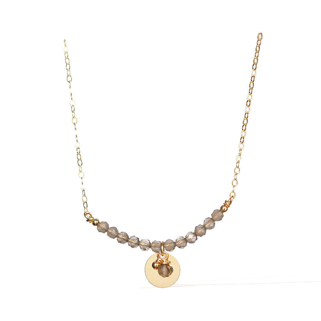 Aura necklace gold and smoky quartz