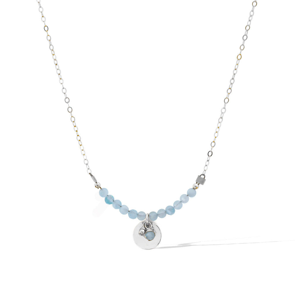 The Aura Necklace - Silver and Aquamarine