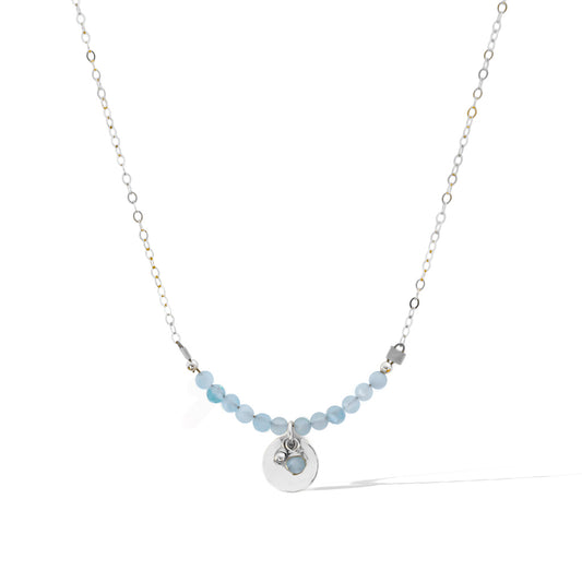 The Aura Necklace - Silver and Aquamarine