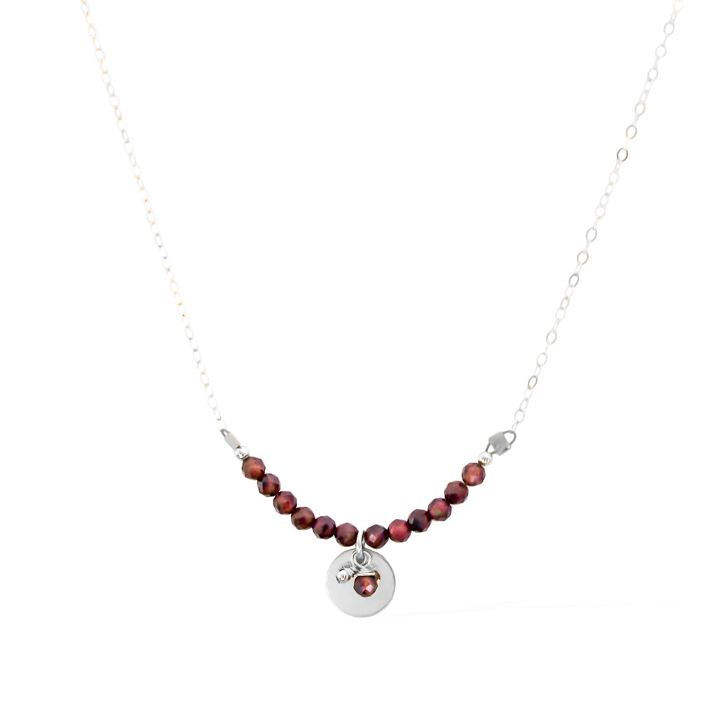 The Aura Necklace - Silver and Red Garnet