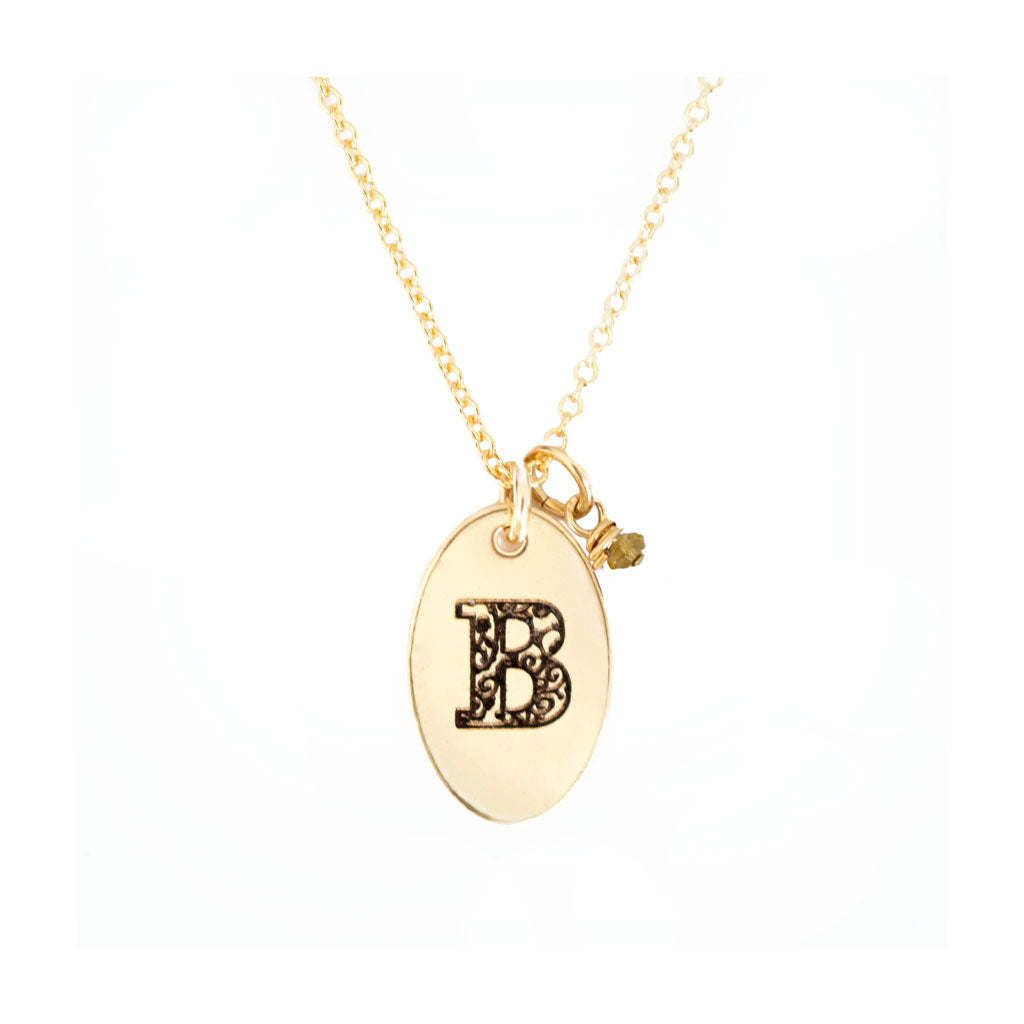 B - Birthstone Love Letters Necklace Gold-and-Citrine