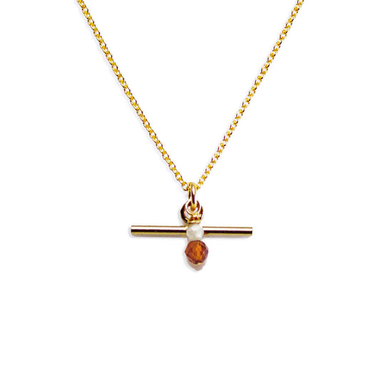 Caramel T Bar Necklace – Gold and Jasper