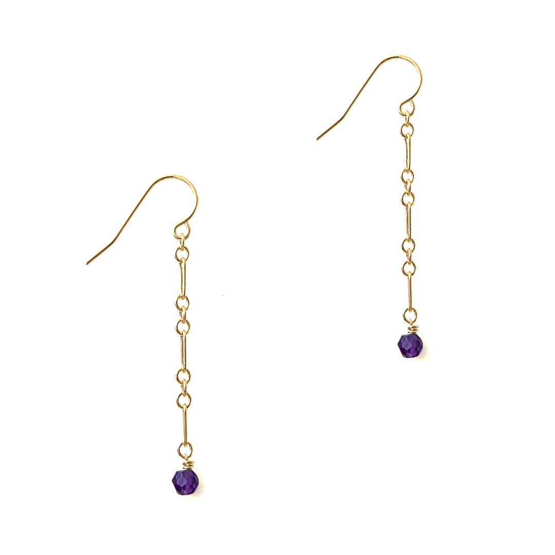 Chain Mail Earrings - Gold and Amethyst