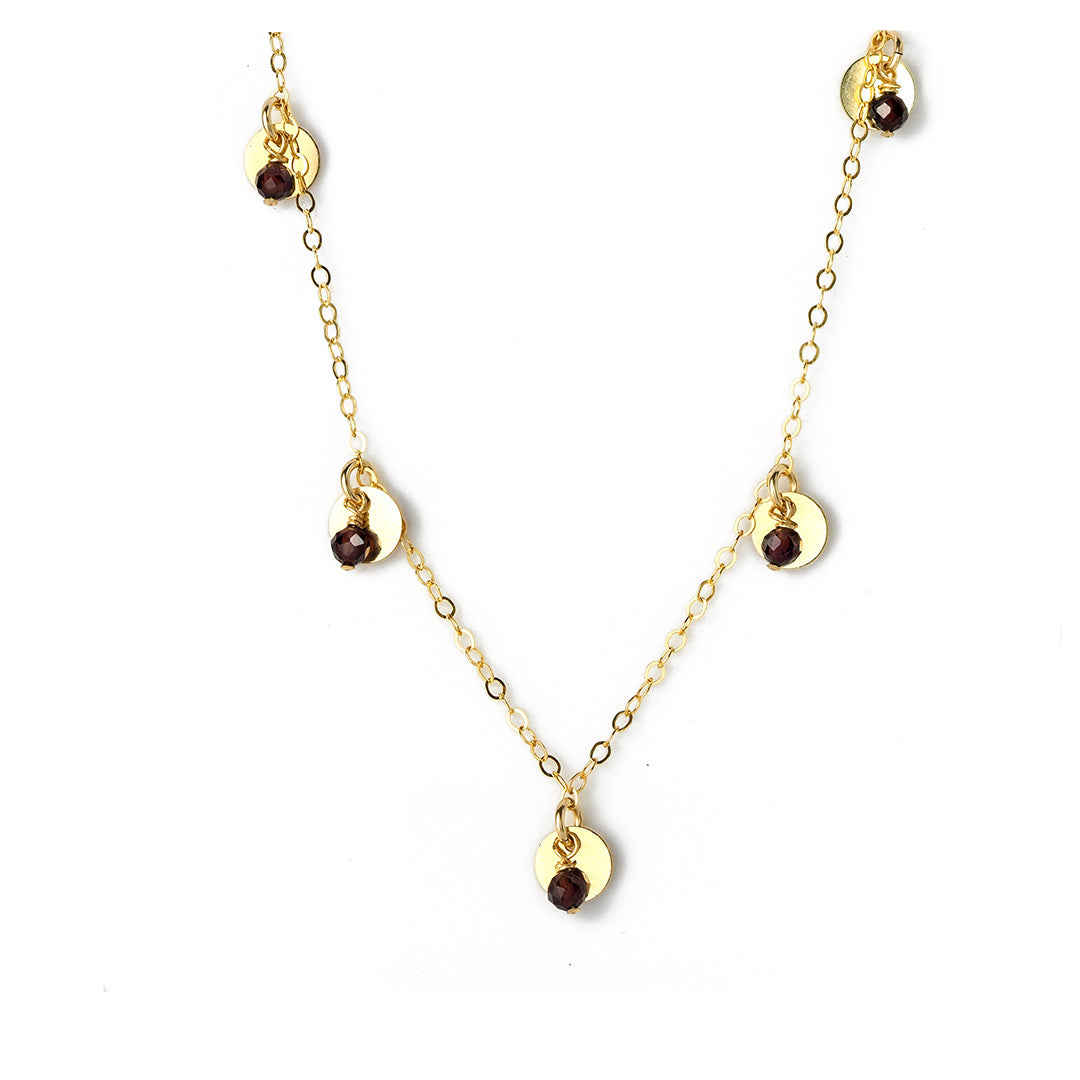 Charmed Phoebe Necklace - Gold and Red Garnet