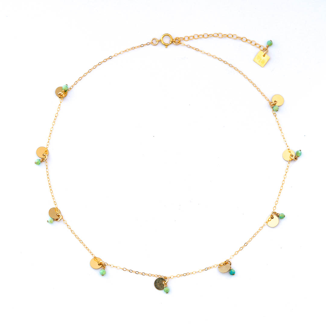 Charmed Phoebe Necklace - Gold and Amazonite top view