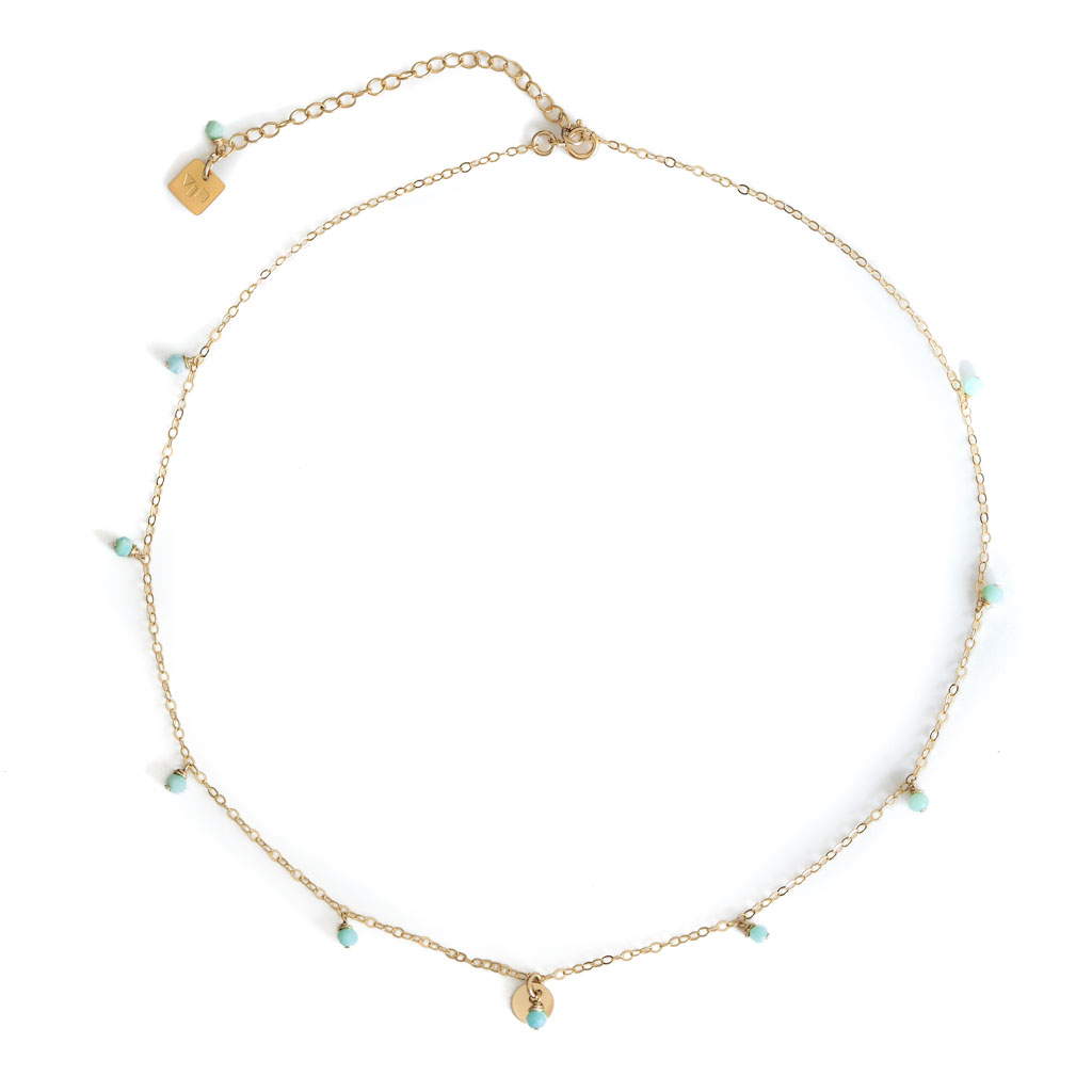 Charmed Necklace - Gold and Amazonite top view