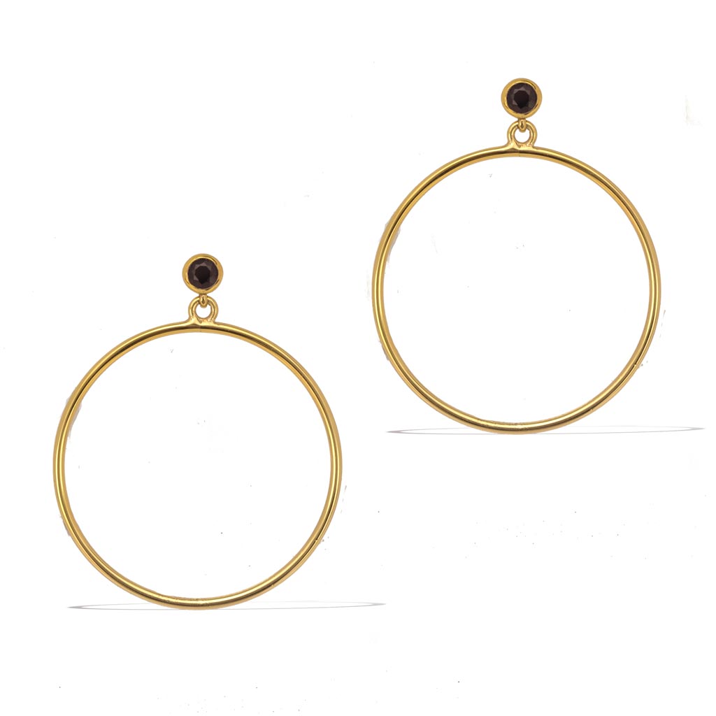 Circlette Hoop Earrings - Gold with Black Spinel