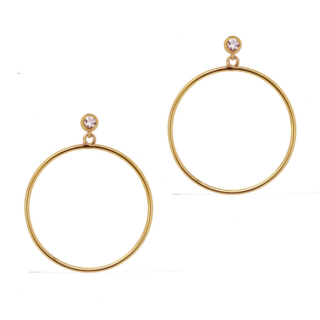 Circlette Hoop Earrings - Gold with Clear Quartz
