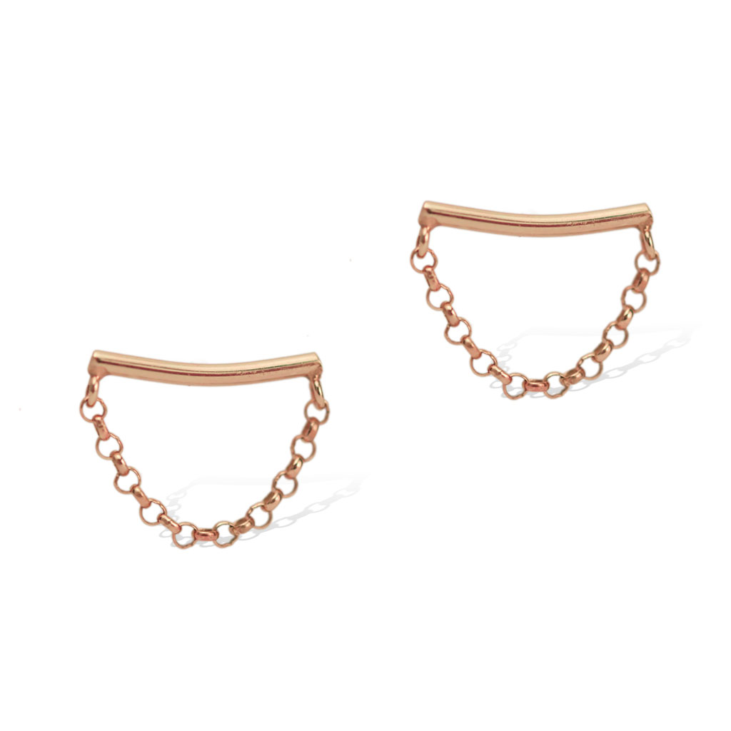 Crescent Moon Earrings Rose Gold