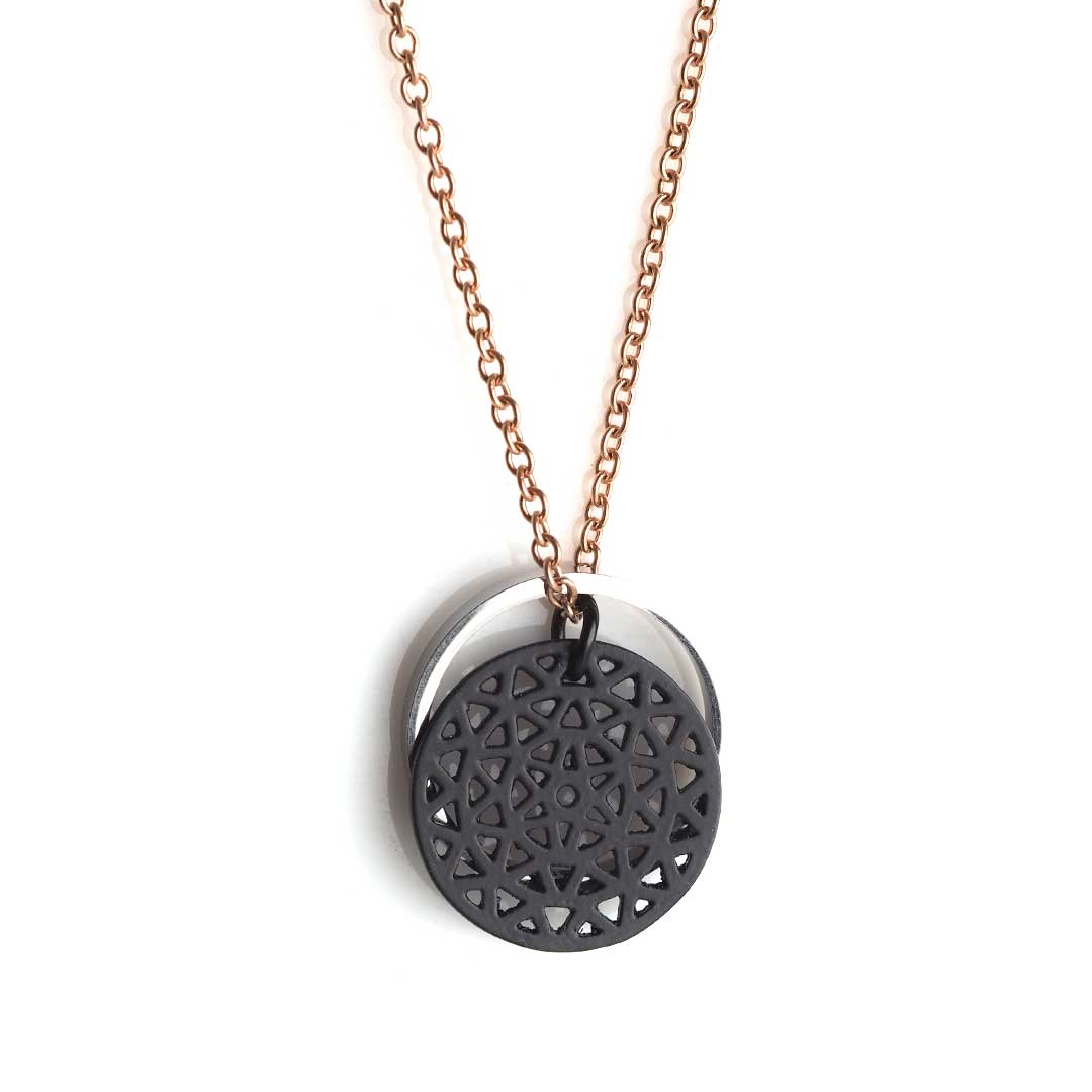 Dandelion Black and Ring OF Fire Rhodium Rose Gold Chain