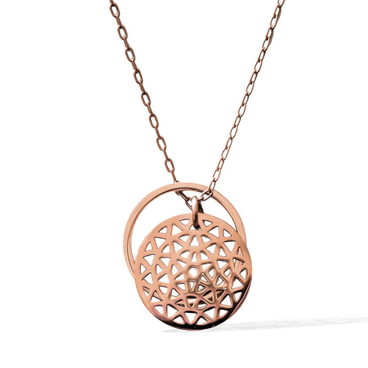 Dandelion and Ring of Fire Pendant -  Rose Gold