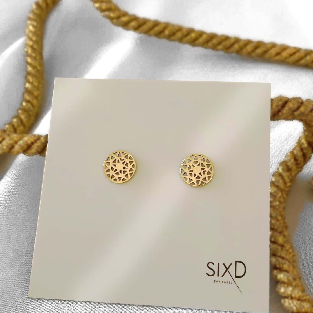 dandelion earrings on card gold