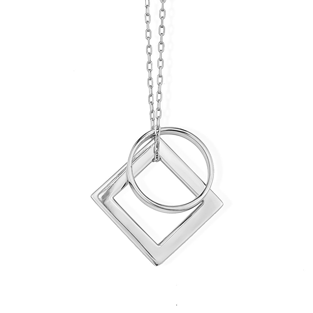 Diamond and Ring of Fire Pendant - Rhodium