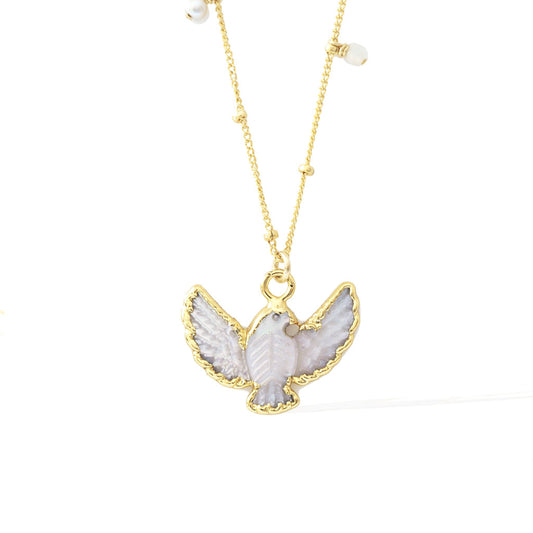 Dove Necklace - Gold and  Mother of Pearl