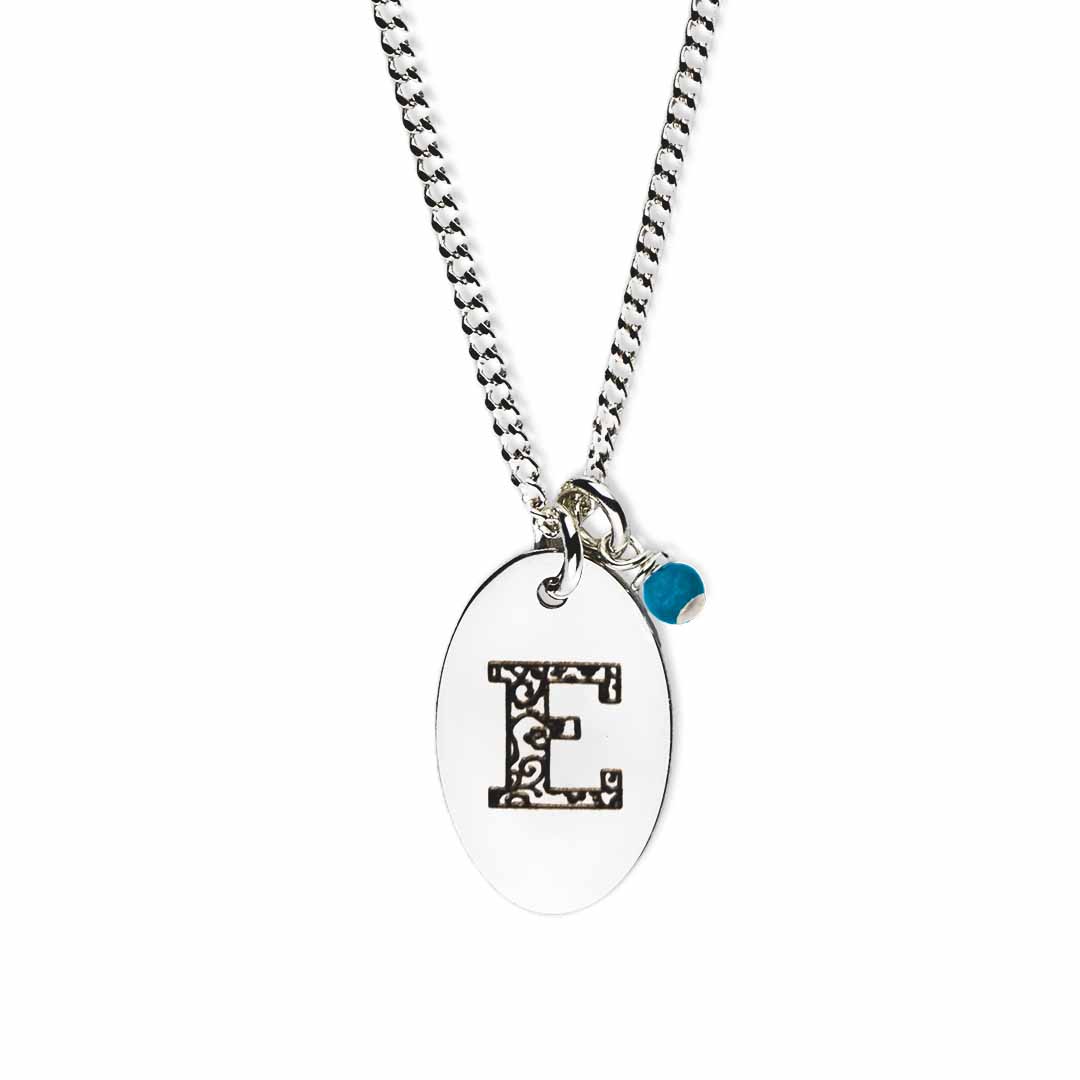 Birthstone-love-letter-e-silver turquoise