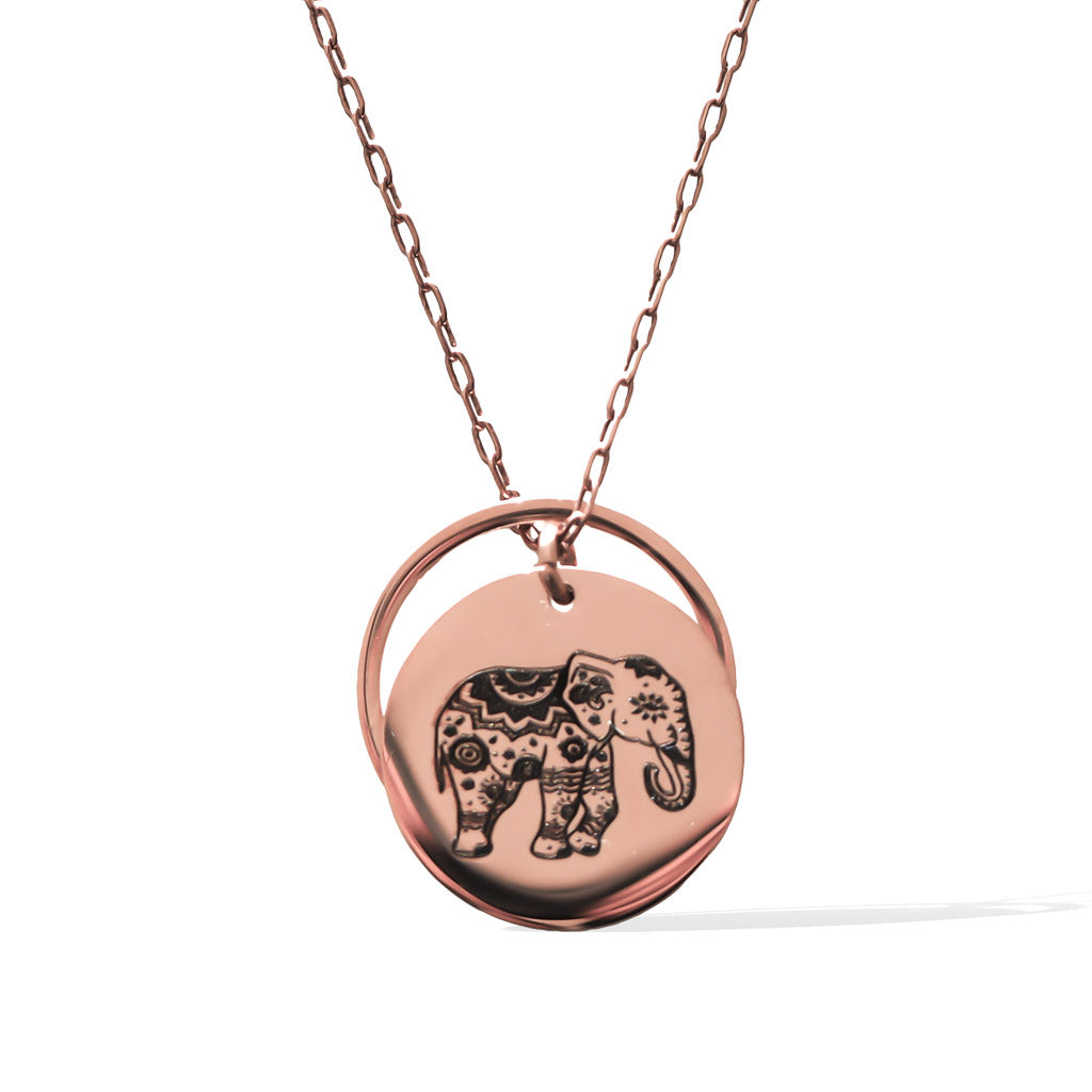 Enchanted Elephant and Ring of Fire Pendant -  Rose Gold