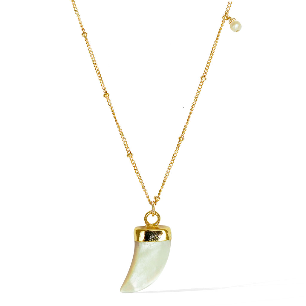 Enchantment Tusk Necklace - Gold and  Mother of Pearl