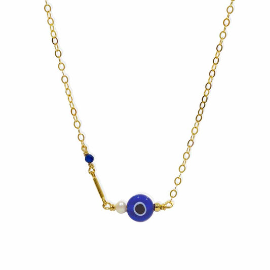 Resilience Evil Eye Necklace - Gold and Pearl
