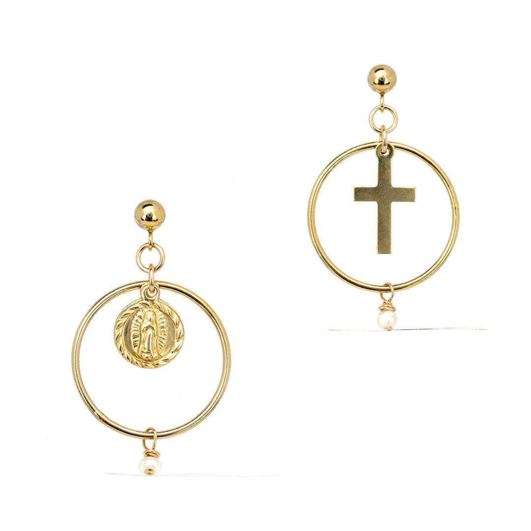 Faith Union Earrings - Gold and Pearl