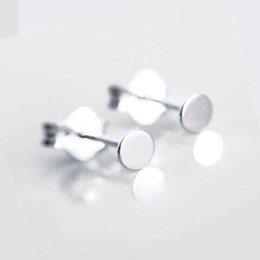 Flat Dot Stud Earrings - silver