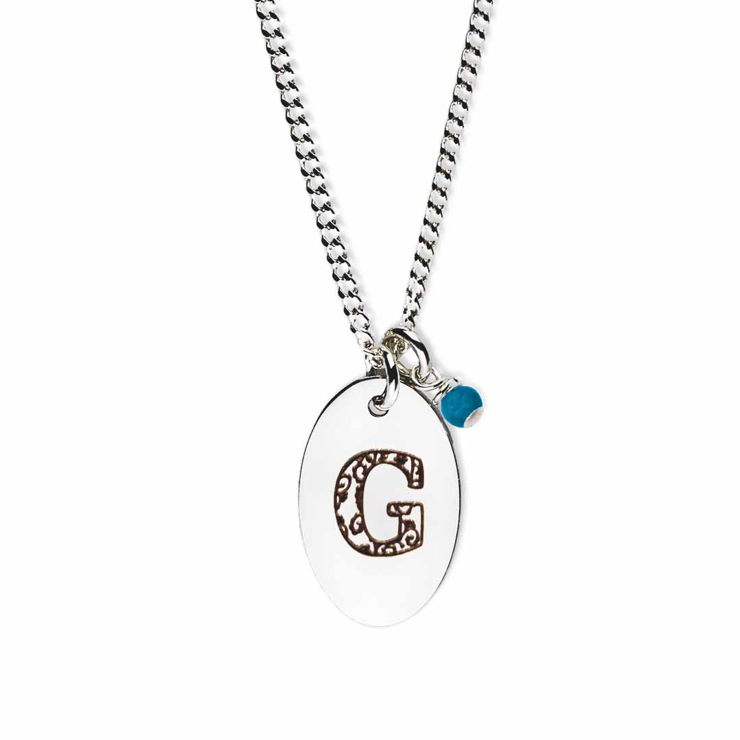 Birthstone-love-letter-g-silver turquoise