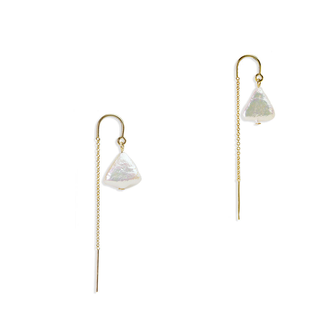 Glacier Threader Earrings - Gold and Pearl