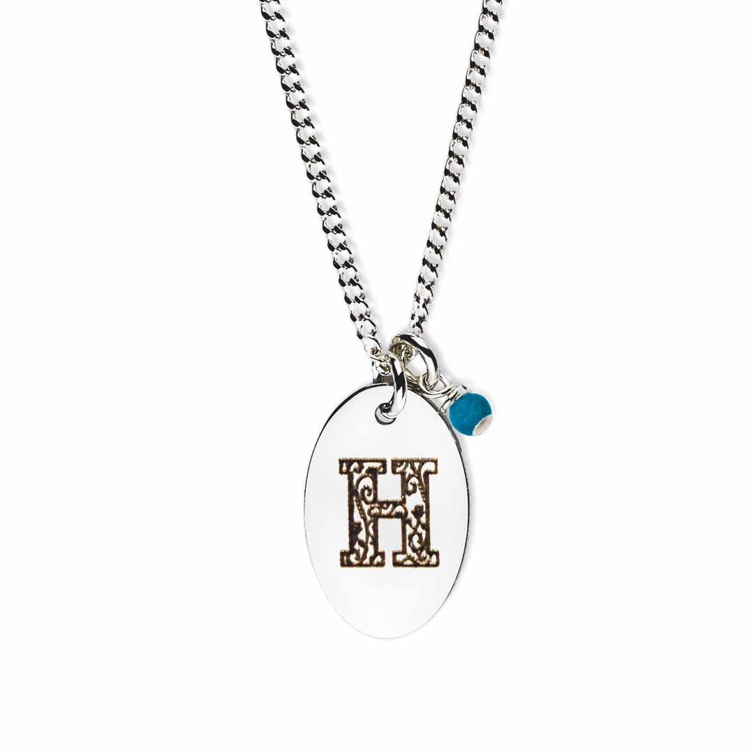 Birthstone-love-letter-h-silver turquoise