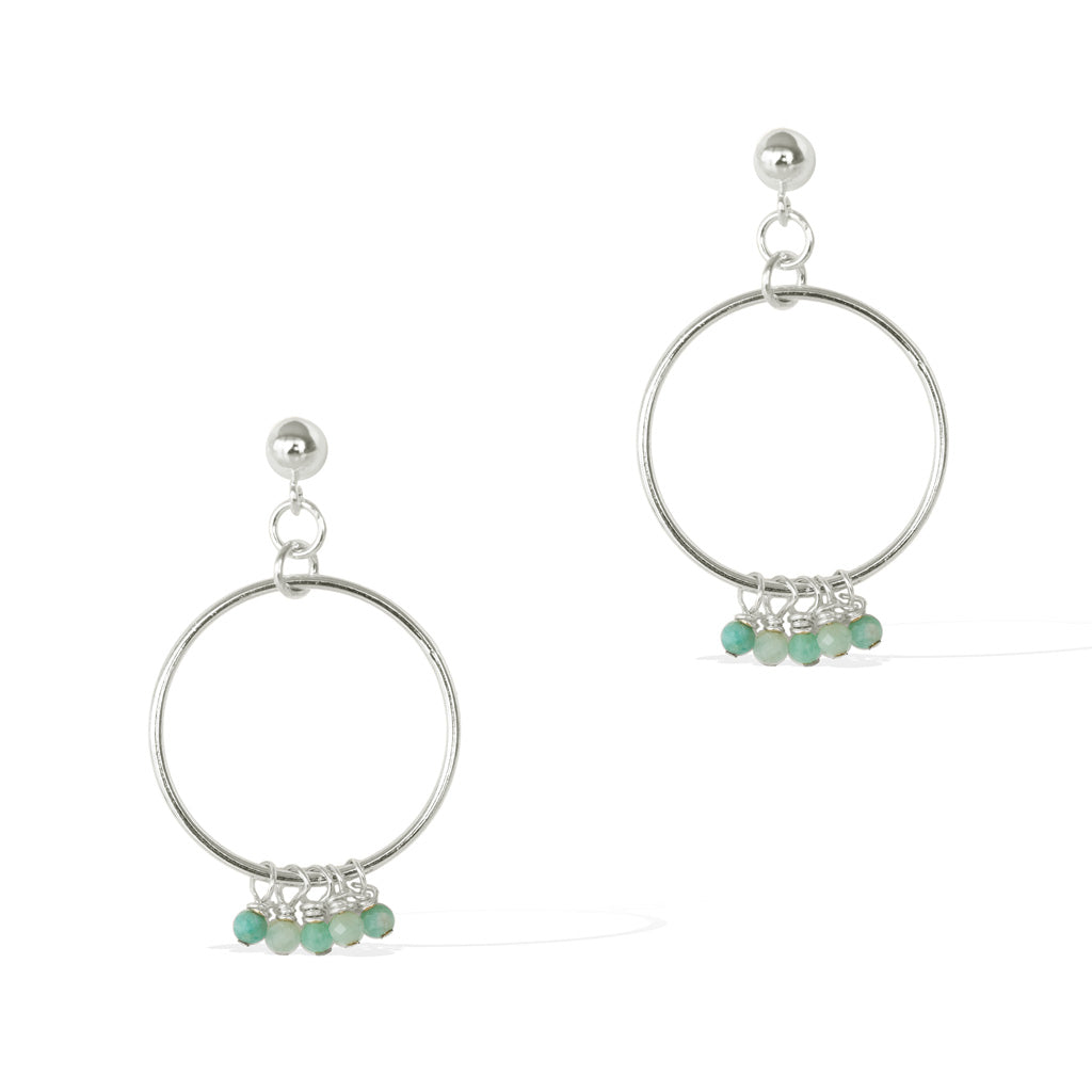 Halo Constellation Earrings - Silver and Amazonite