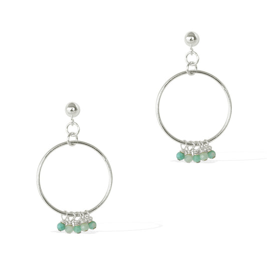 Halo Constellation Earrings - Silver and Amazonite