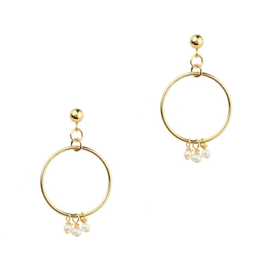 Halo Constellation Earrings Gold and Pearl