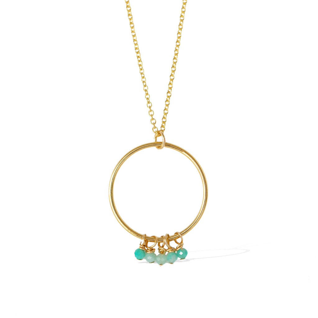 Halo Constellation Necklace - Gold and Amazonite