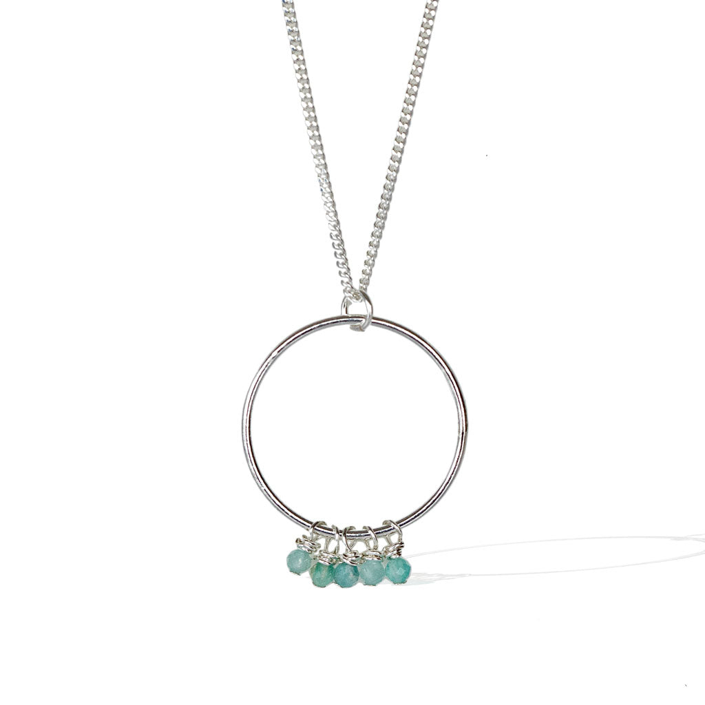 Halo Constellation Necklace - Silver and Amazonite